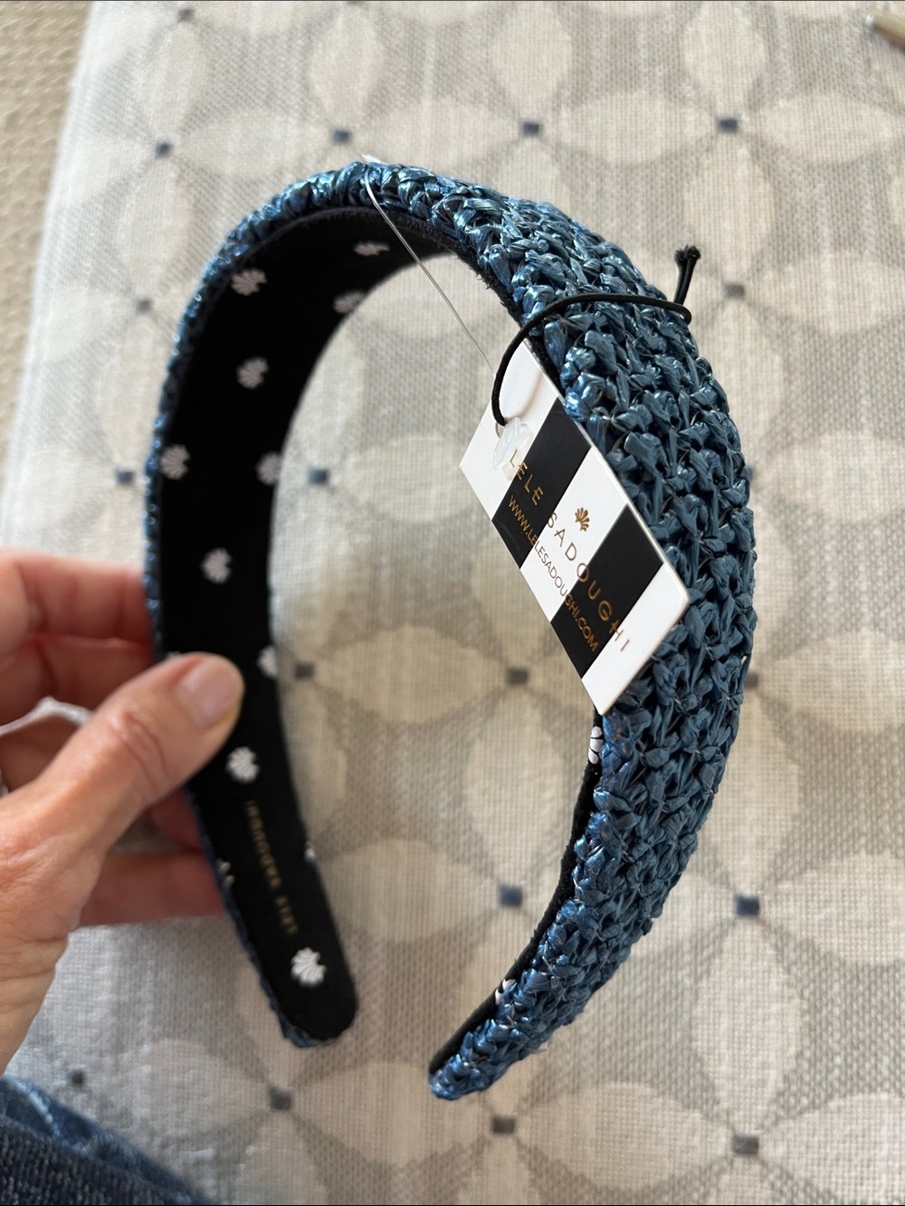Lele Sadoughi - Blue Raffia Woven Headband -